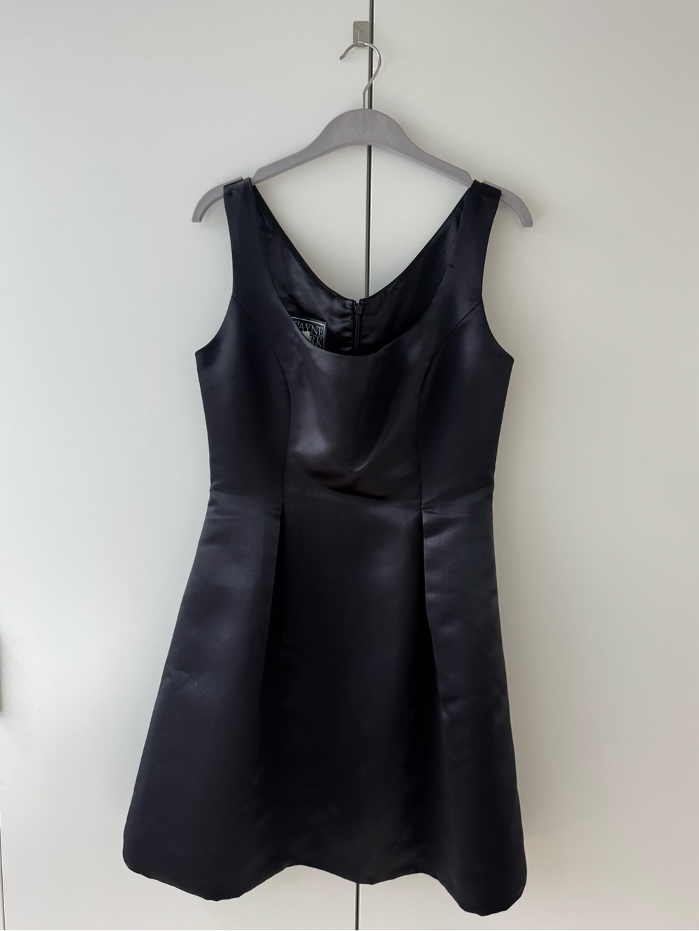 Classic Black Satin A-Line Dress